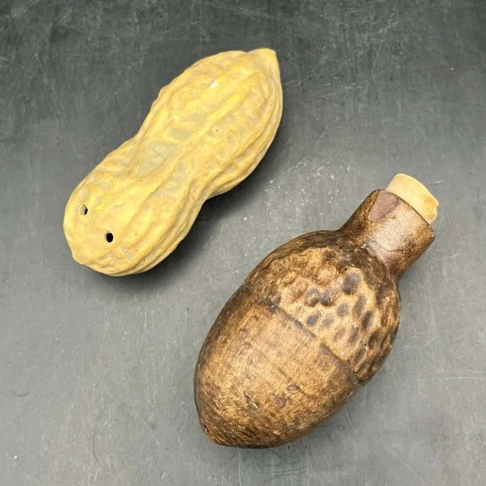Vtg Peanut & Acorn Ceramic Salt & Pepper Shakers Rustic Farmhouse Decorative 3
